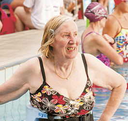 Older adult in the pool participating in the Fitzroy MS Mega Swim event