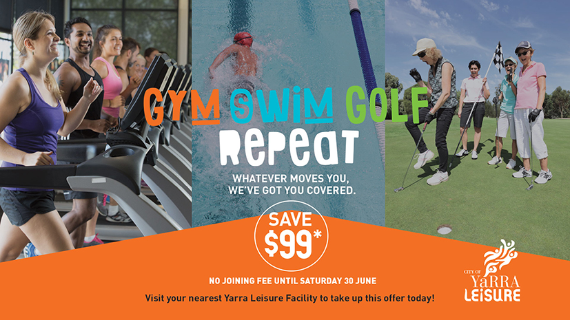Yarra Leisure June membership promotion - gym, swim, golf, repeat - no joining fee until Saturday 30 June