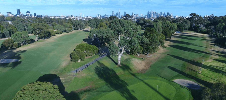 Burnley Golf Course captured from an aerial view