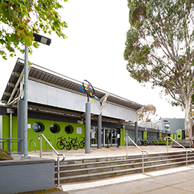 An image of the front entrance to Collingwood Leisure Centre