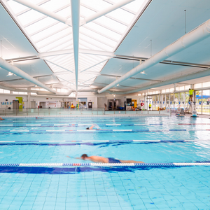 Collingwood Leisure Centre main pool with people swimming
