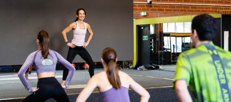 Woman teaching a fitness class