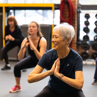 Woman in group exercise class