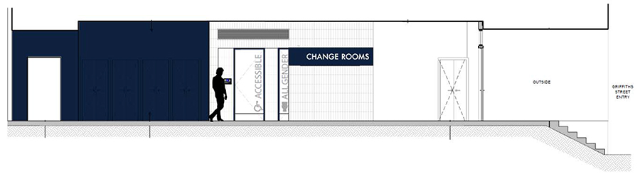 Graphic diagram of the outside of the proposed Richmond changerooms