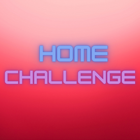 Red gradient background with text saying home challenge