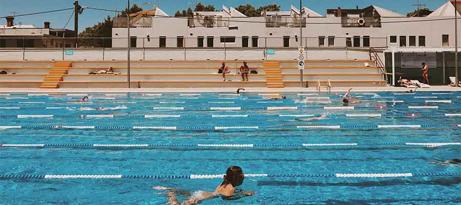 A woman swimming in a lane at Fitzroy Swimming Pool