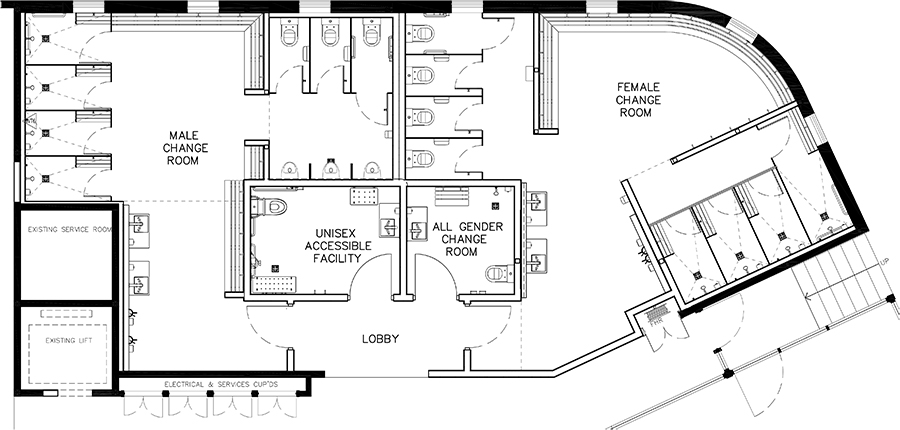 Birds eye diagram of the proposed Richmond changerooms