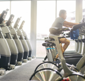A man riding a bike in the Richmond gym