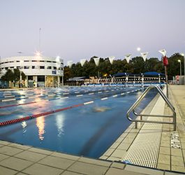 Fitzroy Swimming Pool night shot of outdoor 50m pool